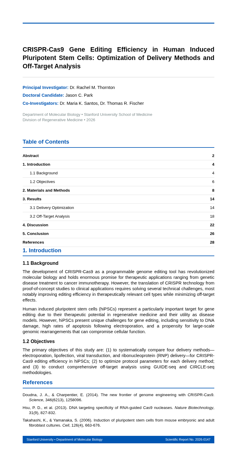 Scientific report thesis